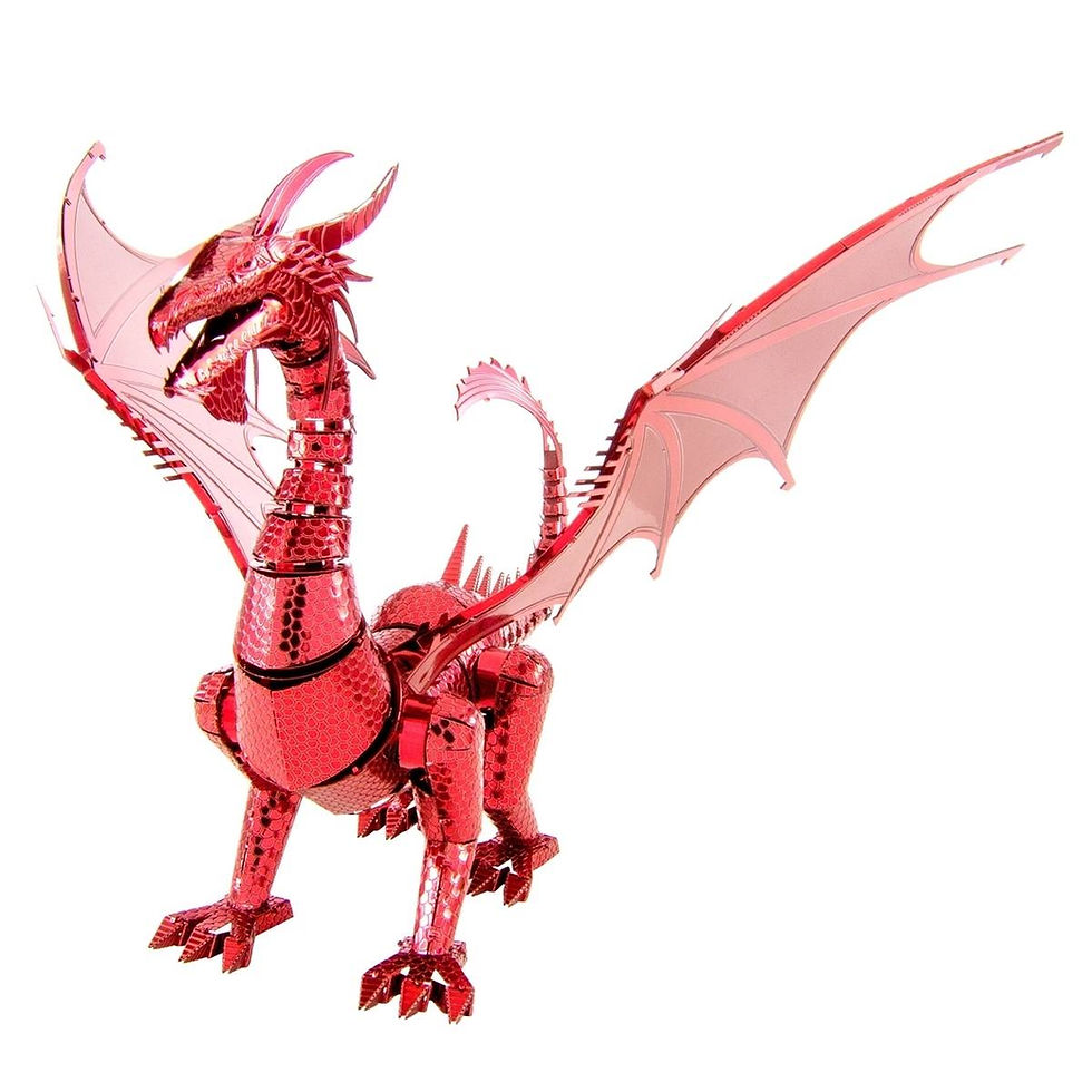 Miniatura: ICONX Metal Earth 3D - Dragón ROJO, TODO en metal, kit de bricolaje, color rojo caramelo