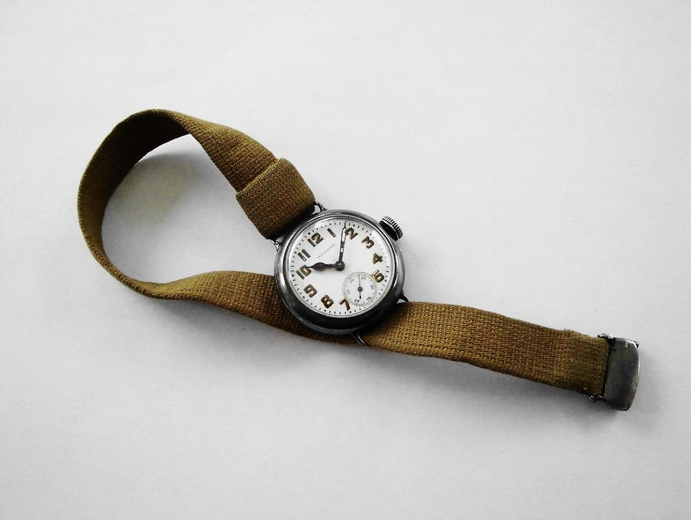 1916 WWI Waltham Depollier Trench Watch with the Factory Original KHAKI Strap