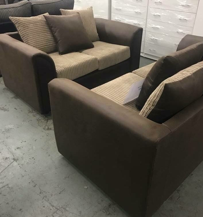 BYRON 3+2 SOFAS - BROWN/BEIGE
