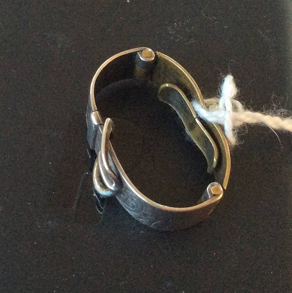 Thumbnail: SOLD Unusual Belt-form Sterling Silver & Copper Scarf Clip Keeper c1900