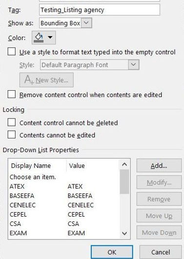 Instrument Specification Forms User Friendly Drop-Down List Customization
