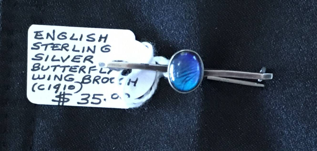 Edwardian English Sterling Silver Butterfly Wing Brooch c1910