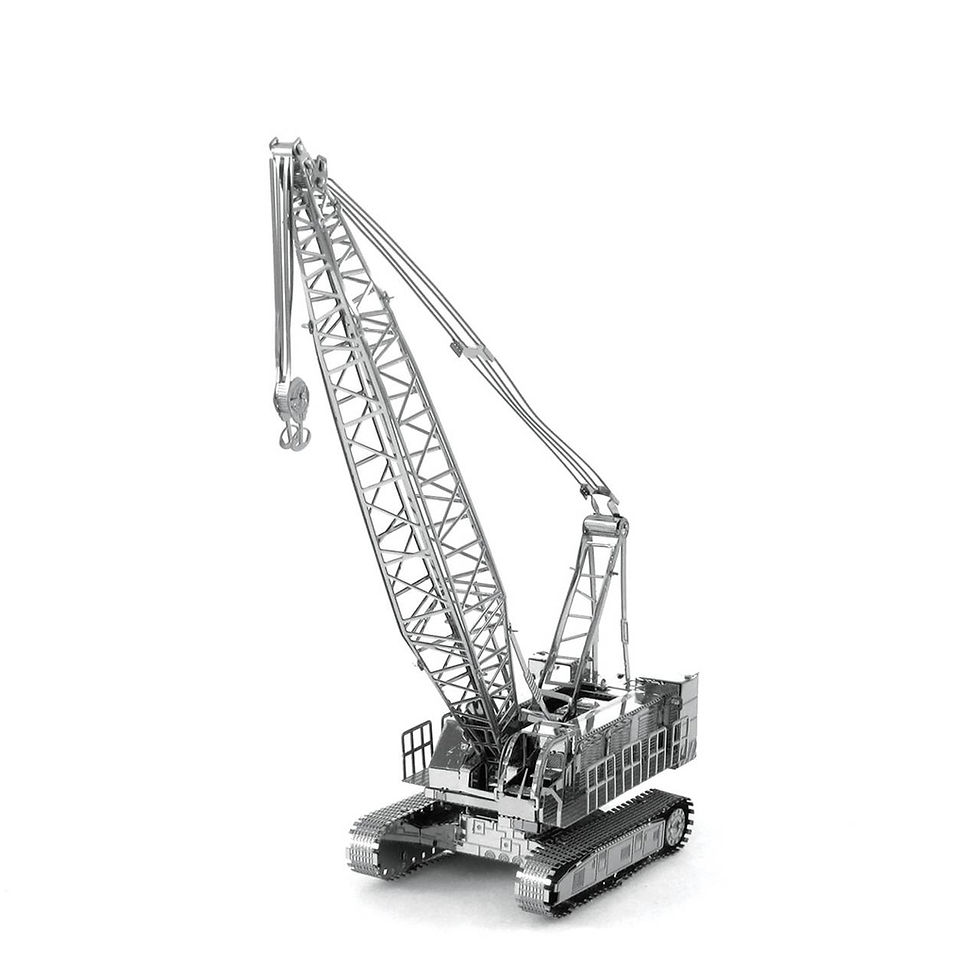Miniatura: Metalowy dźwig gąsienicowy z kolekcji Silver Edition ze stali nierdzewnej 3D z metalu DIY Model Kit