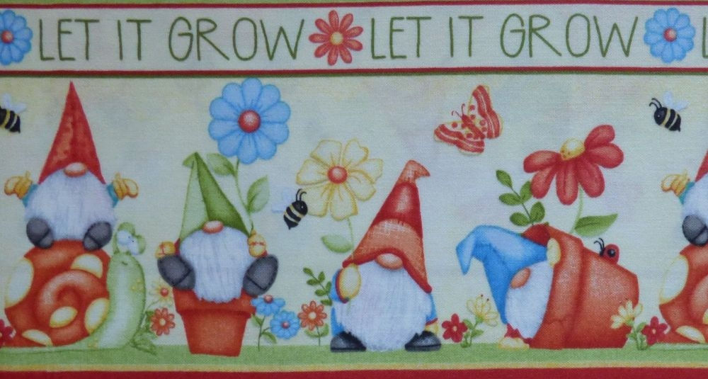 Let It Grow ~ Garden Gnomes Fabric # Y198