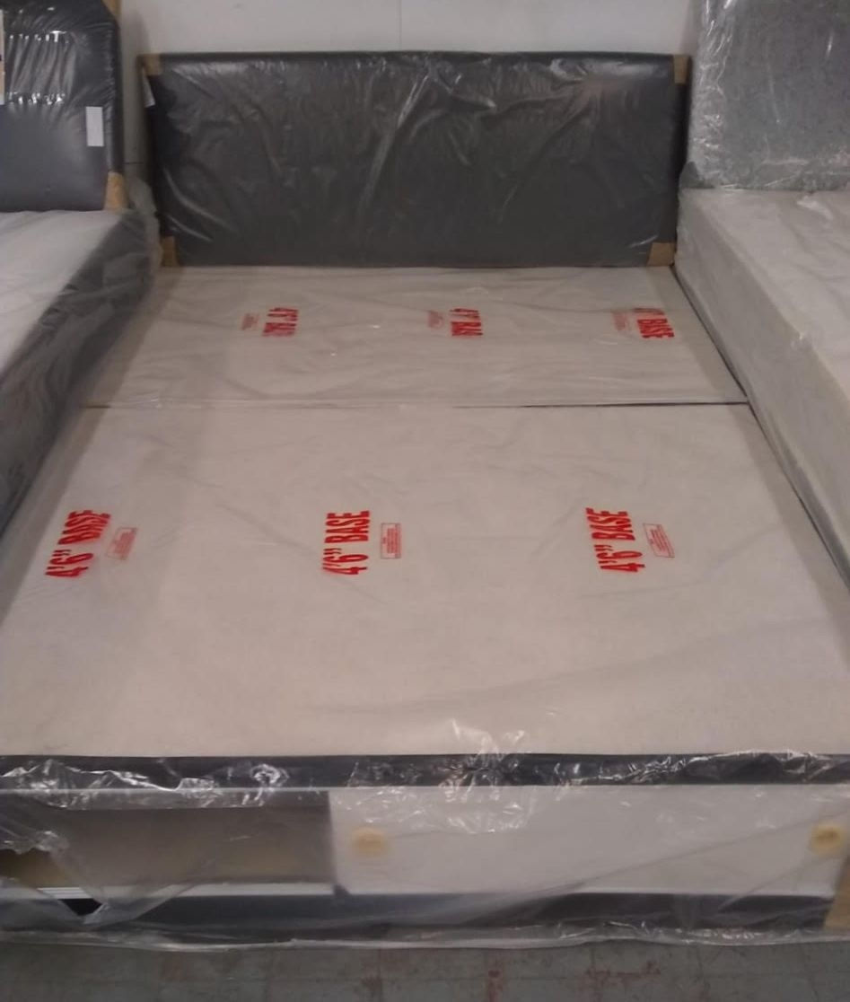 SUPER KING DIVAN BASE WITH SLIDE STORAGE AND BLACK LEATHER HB - CHOICE COLOURS