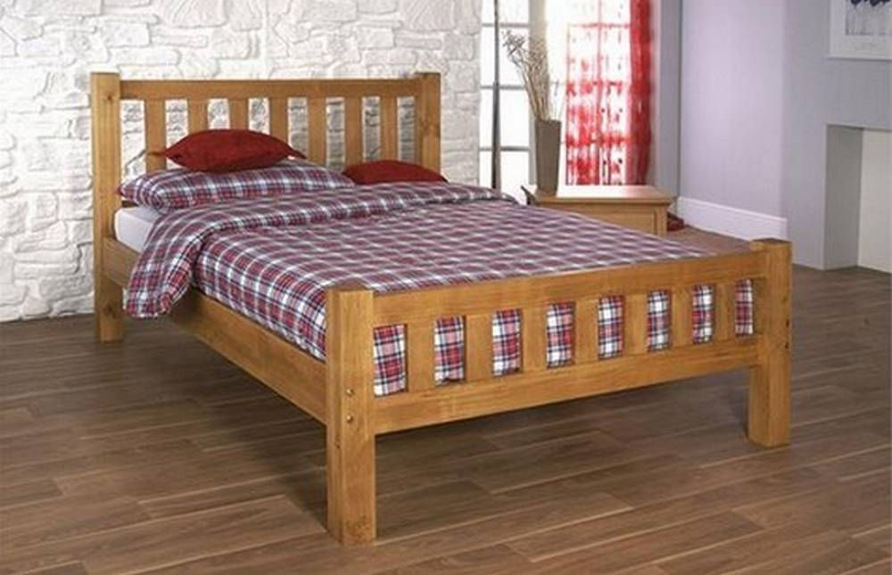 Solid Natural Pine Double Slat Bed (005) + 25cm Pillow Top Innerspring Mattress