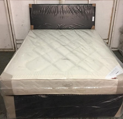 STAR BUY ***  DIVAN BASE WITH MATCHING HEADBOARD IN CRUSHED VELVET WITH 8 INCH D