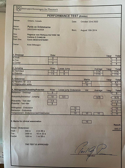 Stallion testing results