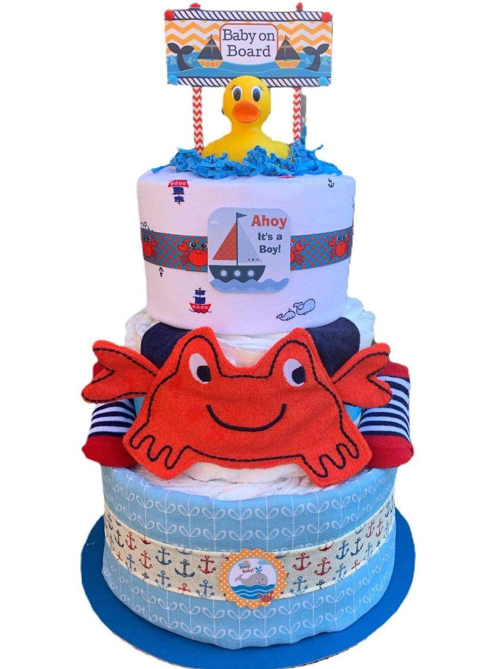 Nautical Diaper Cake with Rubber Ducky