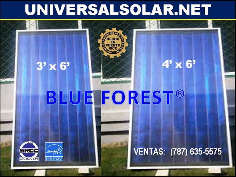 Colectores o placas termicas para calentamiento de agua solar fabricados e instalados por Universal solar en Puerto Rico