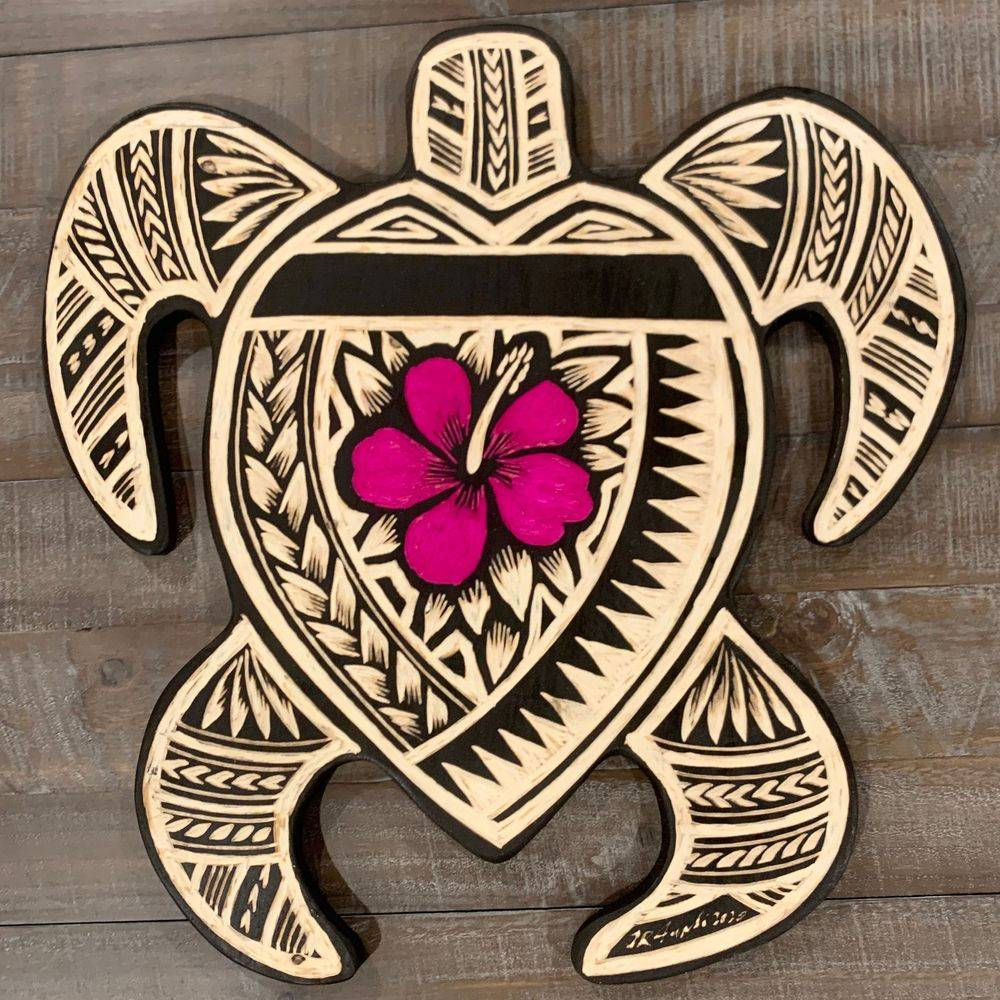 Pink Hibiscus Medium Honu (10)