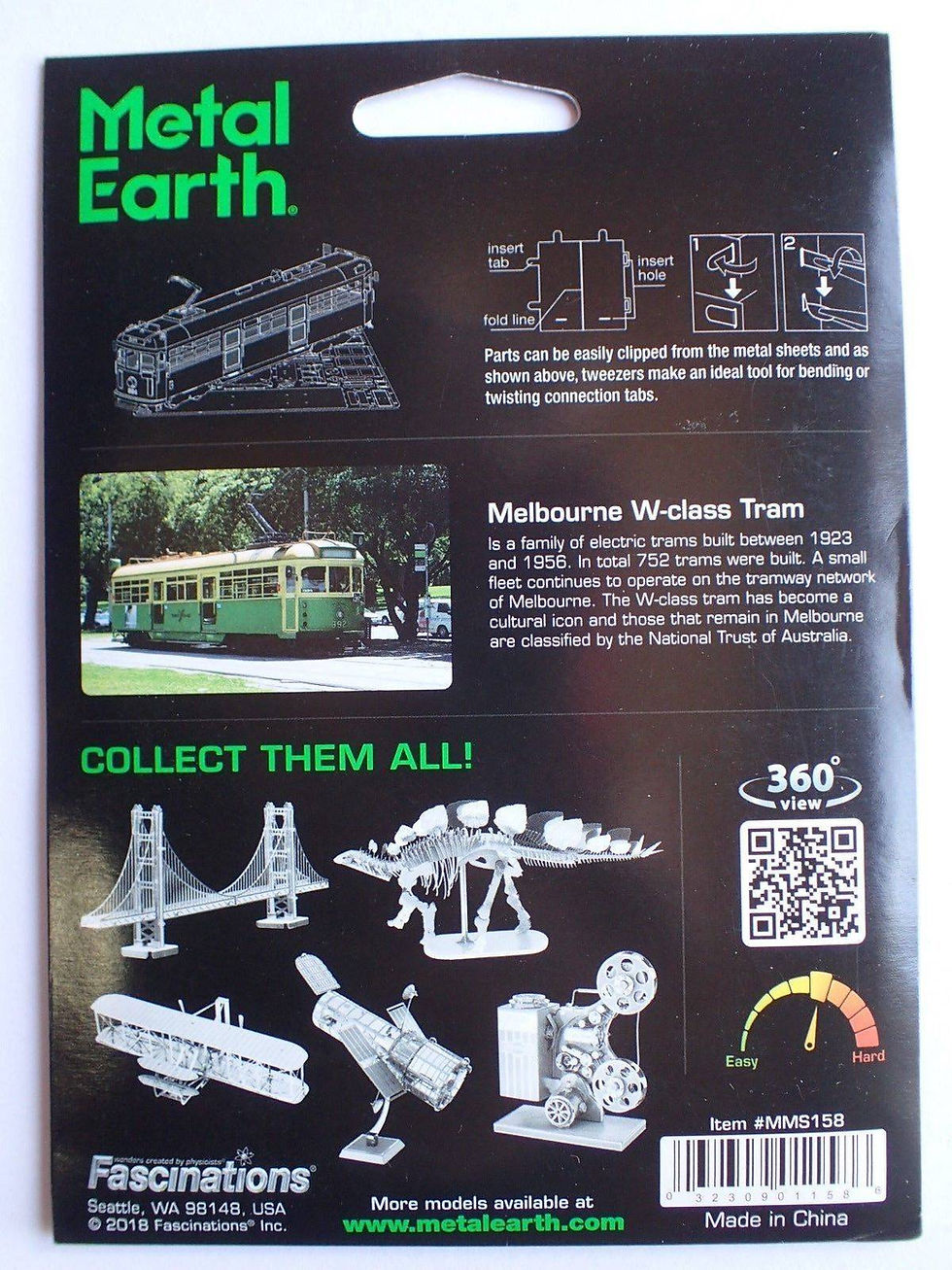 Thumbnail: Trealamh Samhail Dathanna DIY 3D Gearrtha Léasair le Tram W-Ranga MELBOURNE Metal Earth