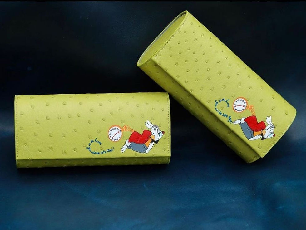 Light green ostrich with custom hand painting