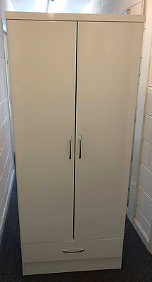NEVADA 2 DOOR 1 DRAWER WARDROBE IN WHITE GLOSS