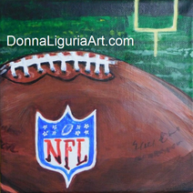 Acrylic original painting by Donna Liguria called
Football which was part of a series of sports balls for sports fans
