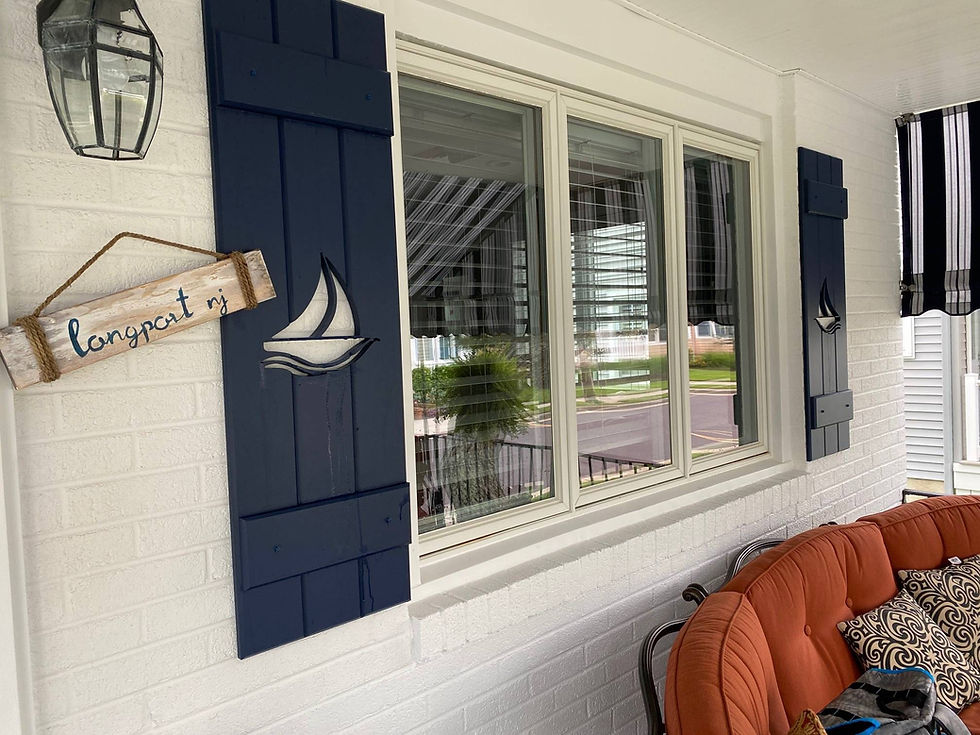 Thumbnail: ® SAILBOAT Cutout Shutters 40"Hx15"W Premium Solid White PVC w/ UV-Inhibitors On