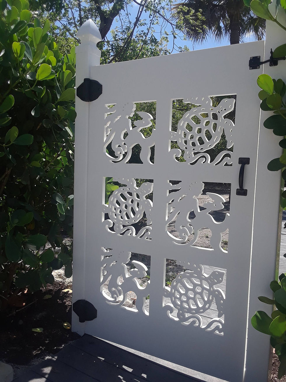 Thumbnail: ® Mermaid & Sea Turtle Tall Gate Panel 60"Hx36"W 1" Thick Premium Solid White PV