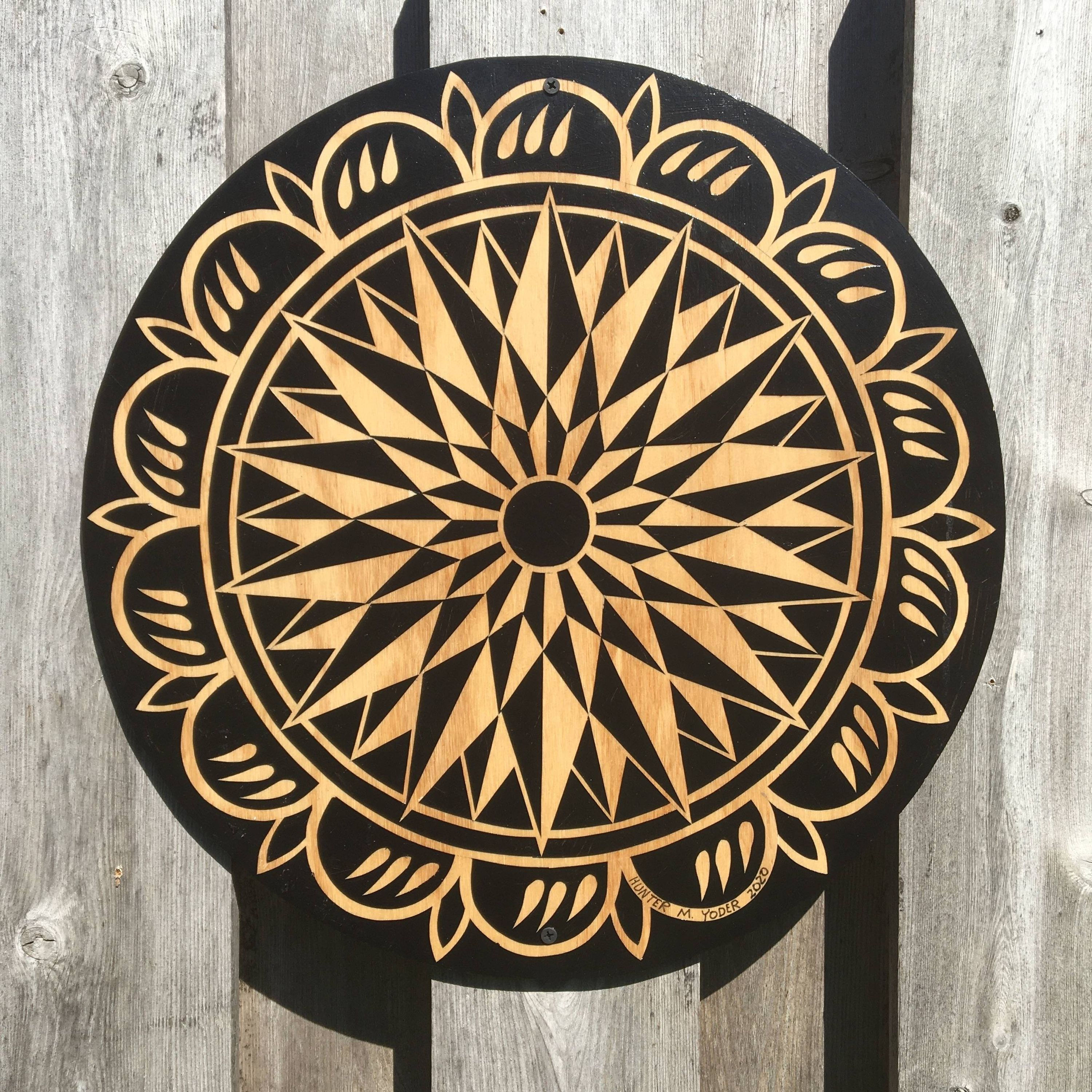 Milton Hill Barnstar, Black and Natural wood, 18" diameter disk