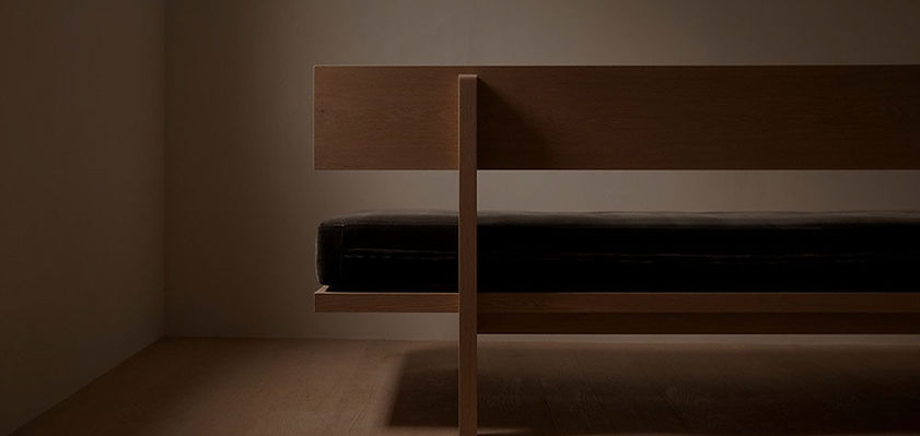 Rear view of custom wooden bench