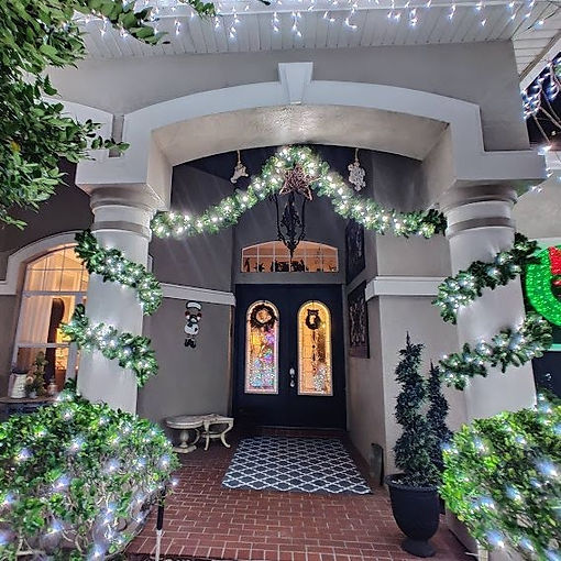 Custom Garland decorating the entrance of  home