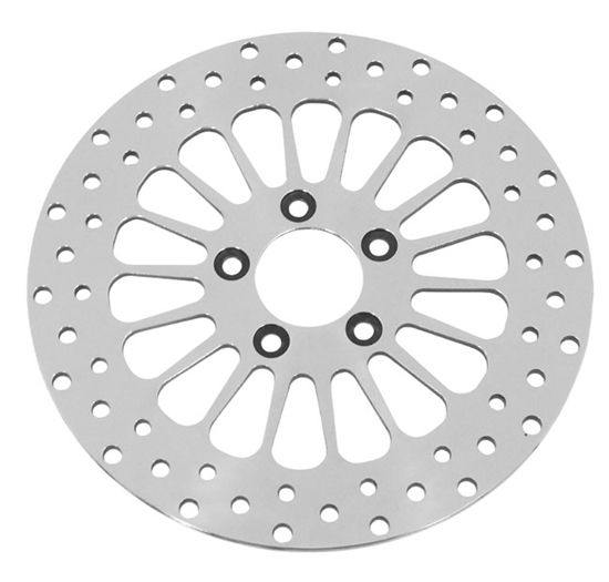 Thumbnail: 21X3.5 CHROME SINGLE DISC 48 FAT SPOKE WHEEL 1" BEARING WITH TIRE AND ROTOR