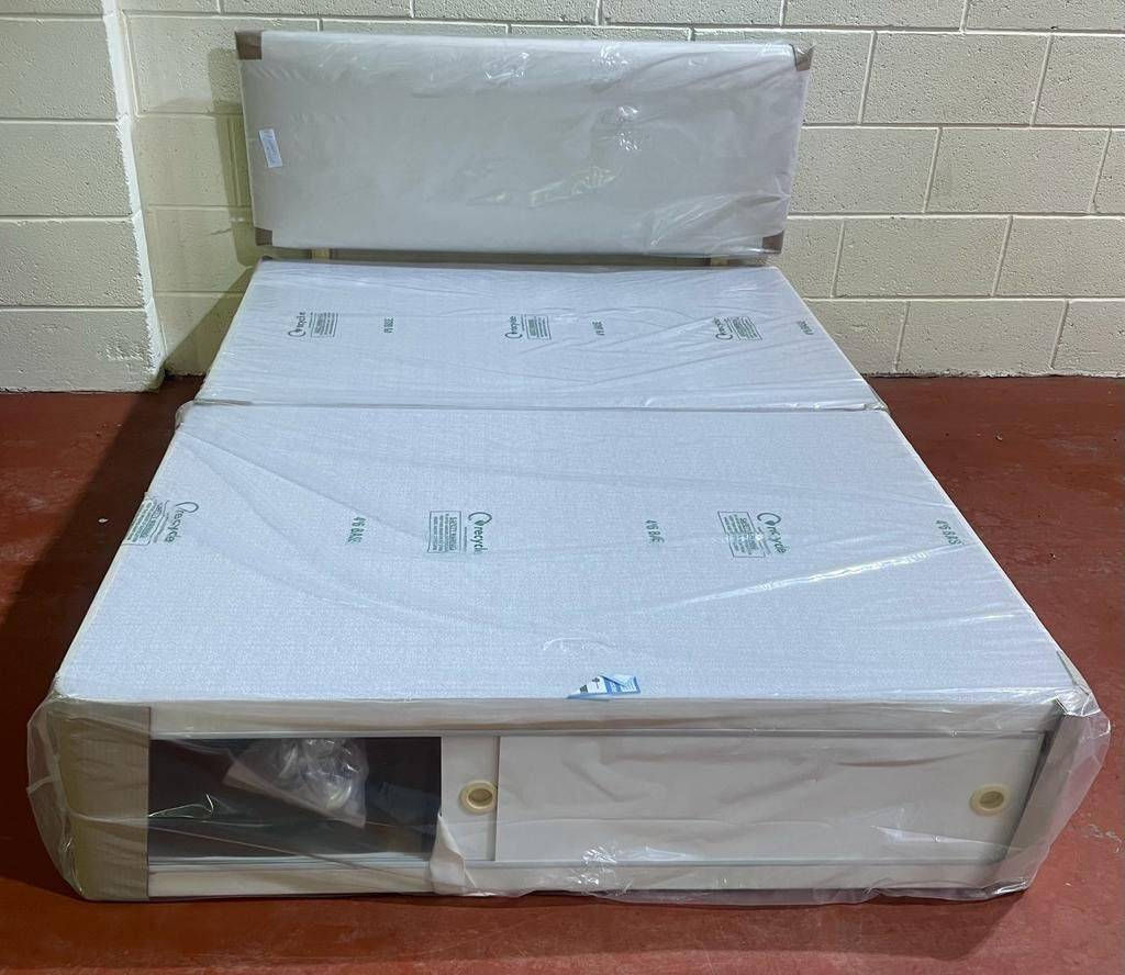4 FOOT OR DOUBLE DIVAN BASE WITH SLIDE STORAGE AND HEADBOARD - CHOICE OF FABRIC 