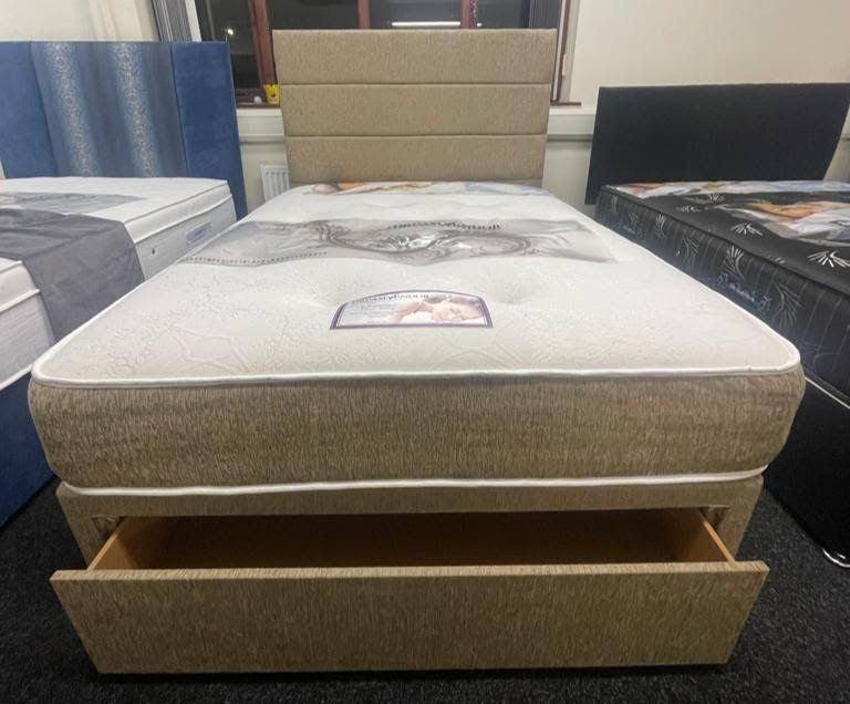 SOVEREIGN 1000 POCKET MEMORY MATTRESS WITH DIVAN BASE 2 DRAWERS AND HB - SINGLE