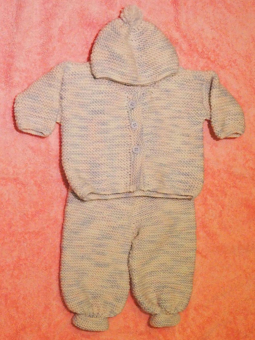 handmade baby girl knitted outfit beanie jacket pants 