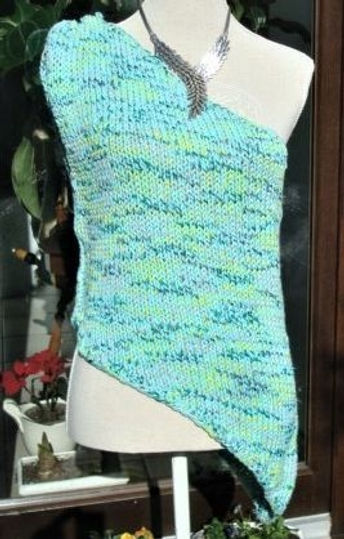 UNIKUM Iris Weinig ~ Top türkis-meliert, schräg gestrickt ~ ca. Größe 38