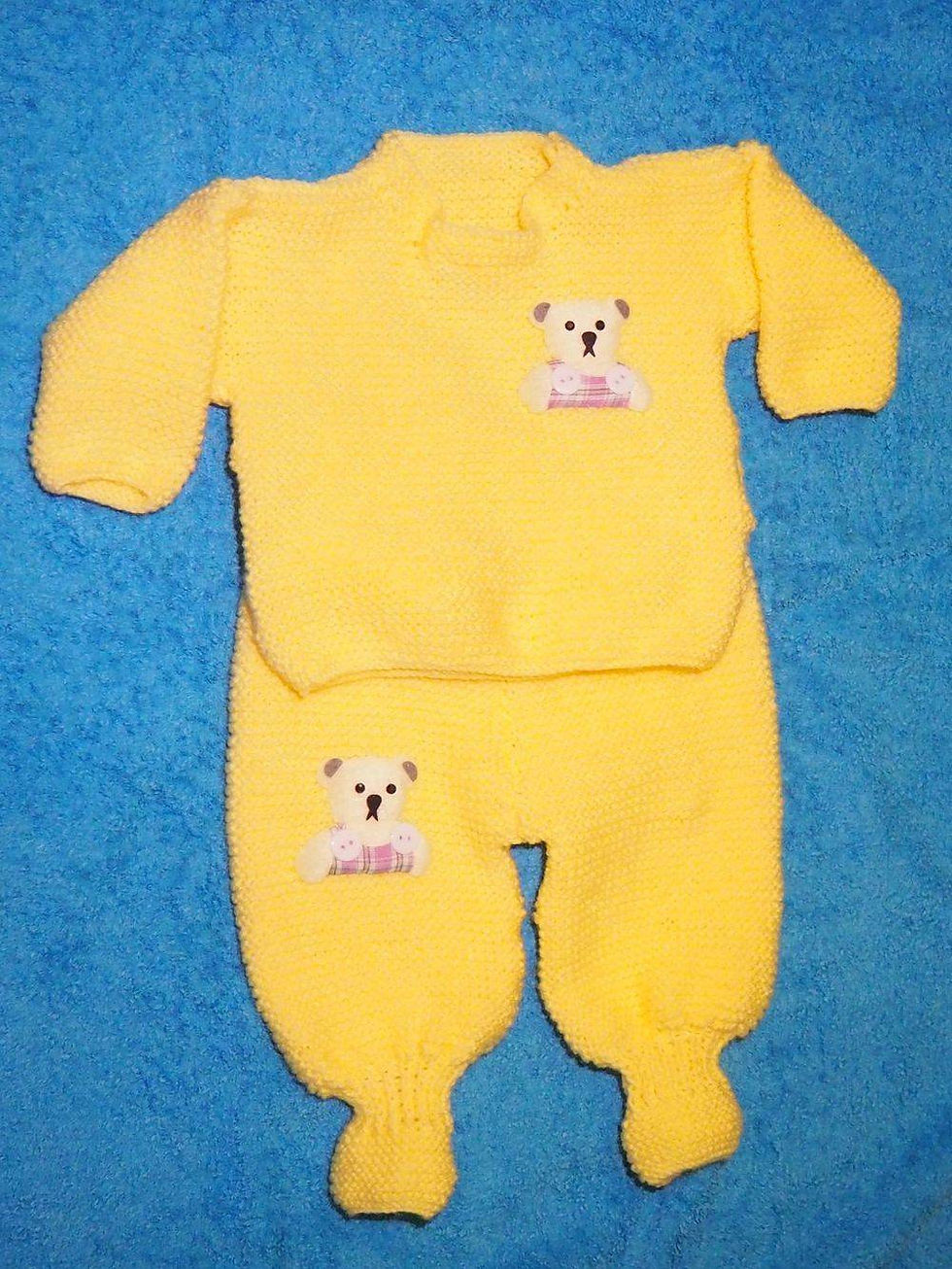 handmade baby girl knitted outfit jumper pants 