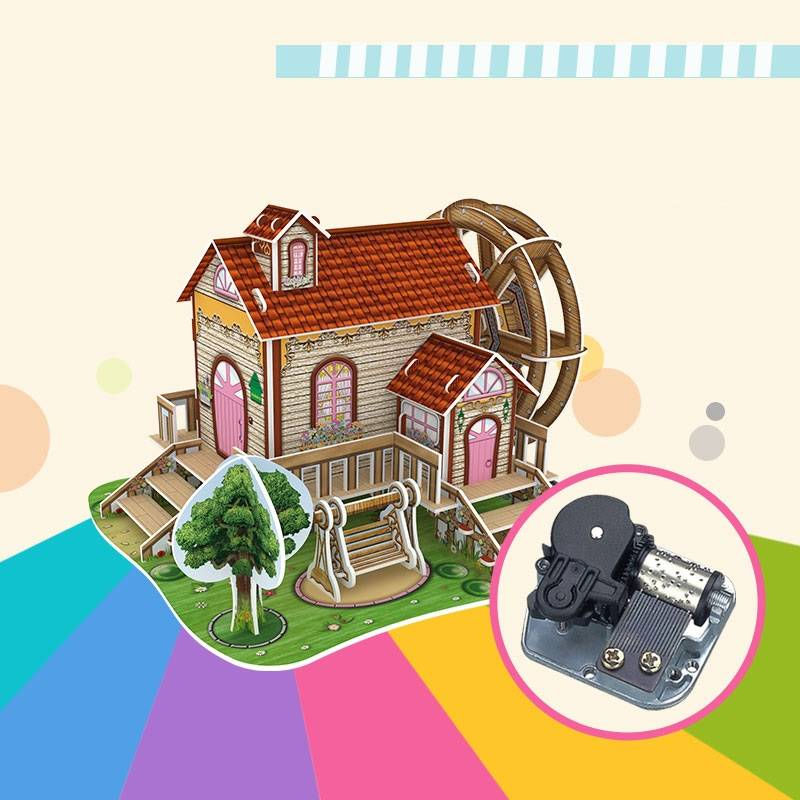 Miniature : Puzzle 3D magique avec roue à eau et boîte à musique, modèle ZM-305