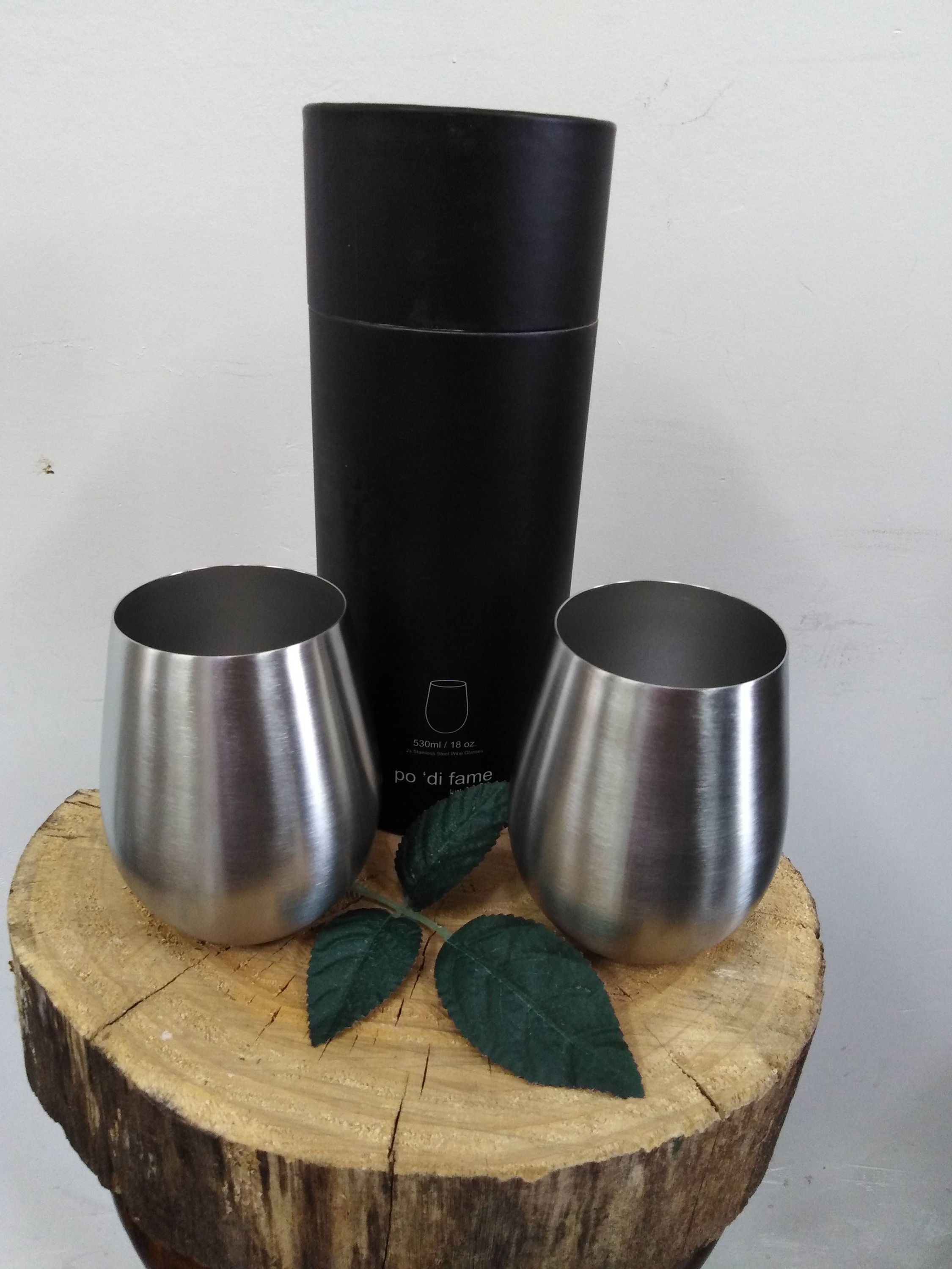 Stemless Stainless Steel Wine Glass Set