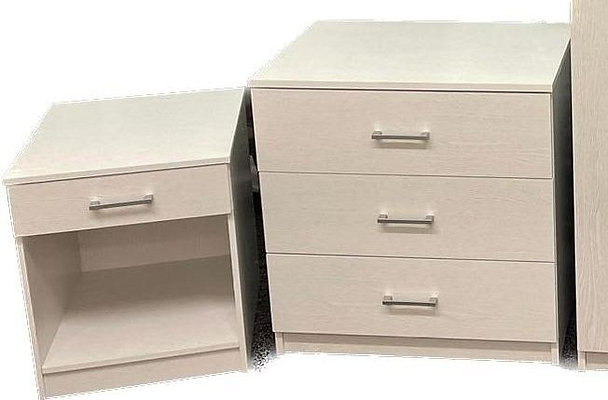 PANAMA 1 DRAWER NIGHTSTAND AND 3 DRAWER CHEST - WHITE