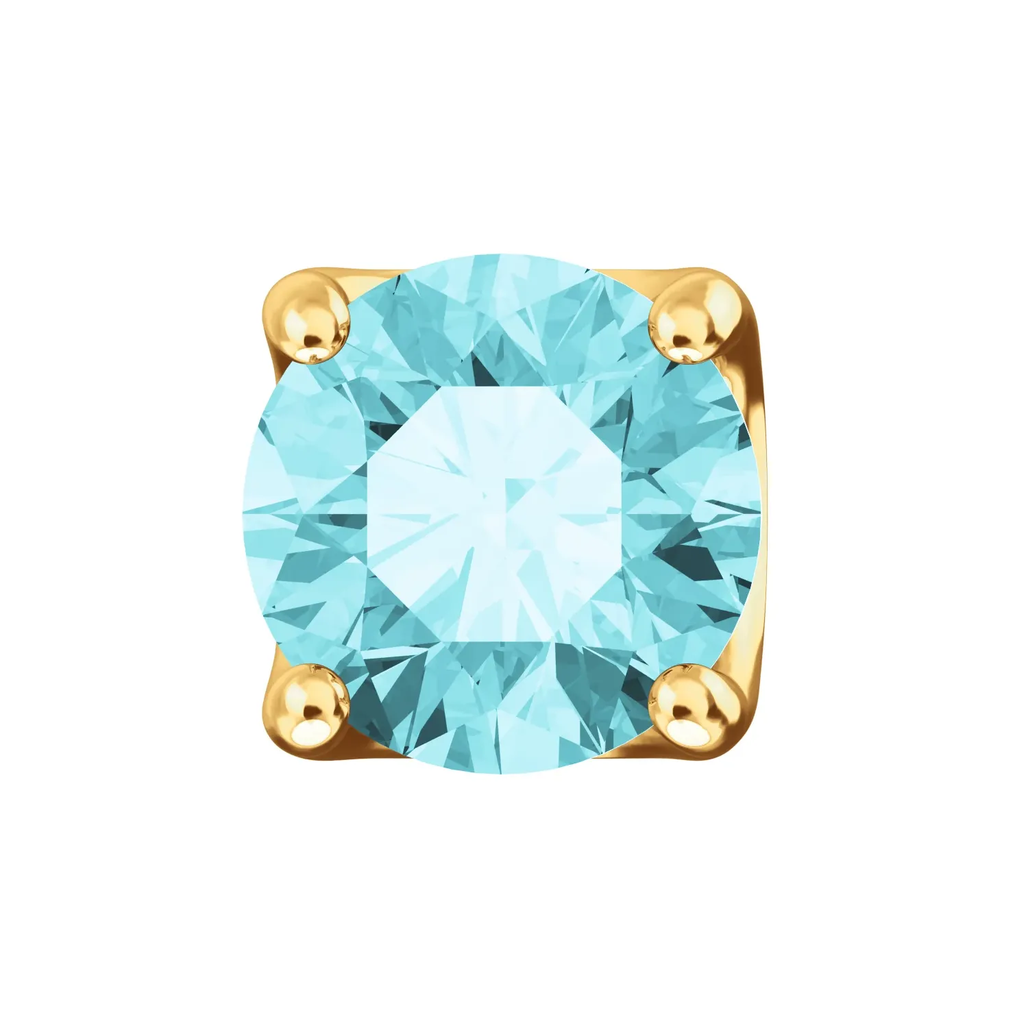 Blue Zircon Colored, Crystal, 14kYellow Gold Earrings