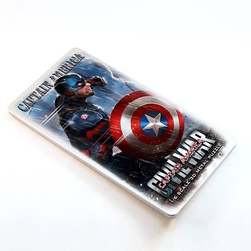 Miniatura: Kit de modelo 3D de acero inoxidable del Capitán América de gran tamaño, color personalizado, bricolaje, 32 cm