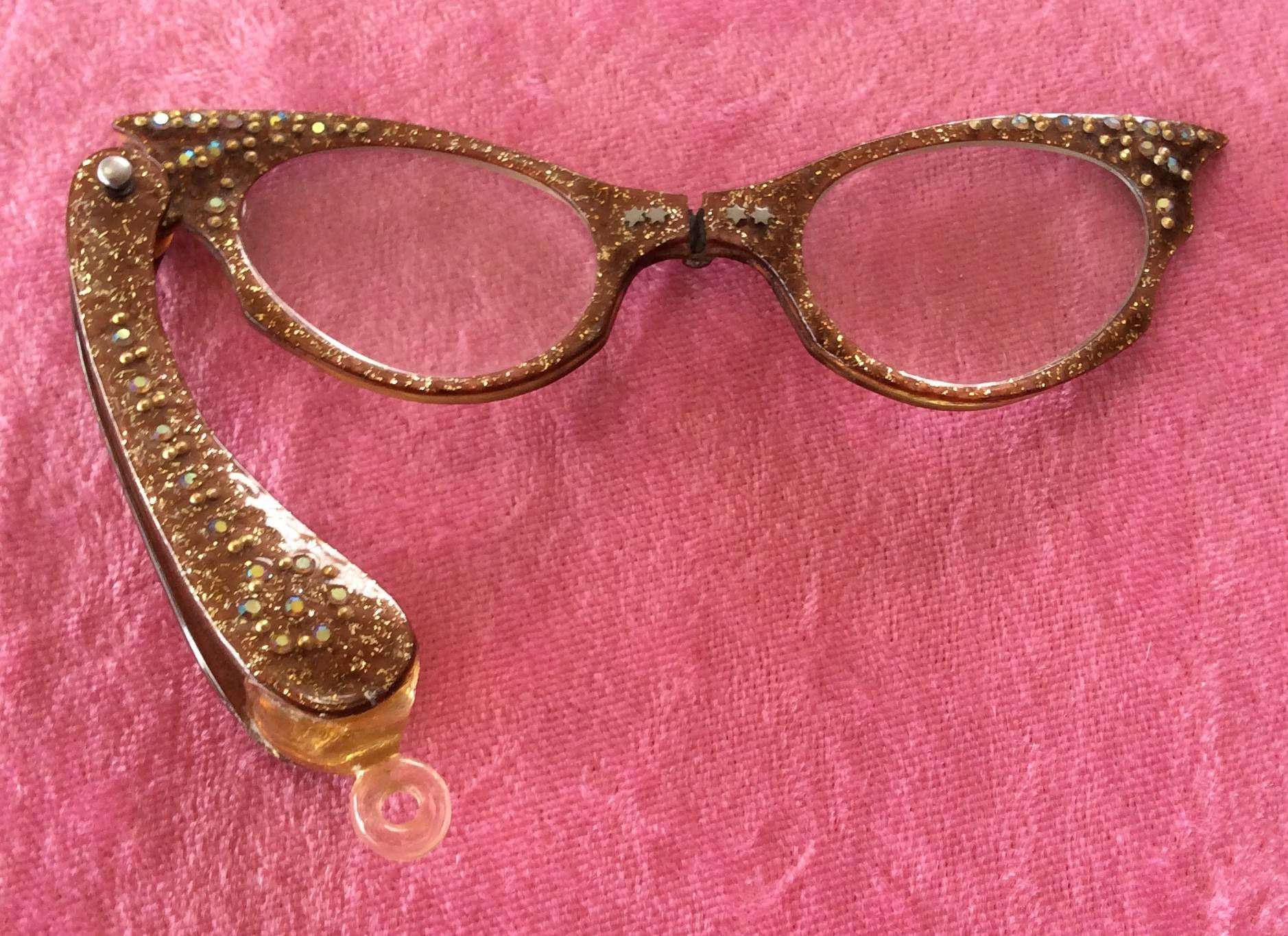 Fabulous Vintage Folding Celluloid Framed Glasses c1950s Retro