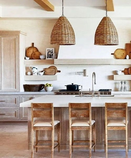 Custom wood island with white marble table top