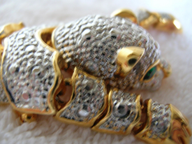 Thumbnail: VTG LARGE PANTHER TIGER LEOPARD BROOCH WITH FAUX MARCASITES