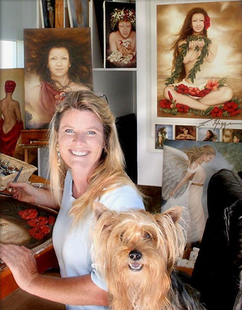 Lori Higgins in her studio on Maui, Hawaii