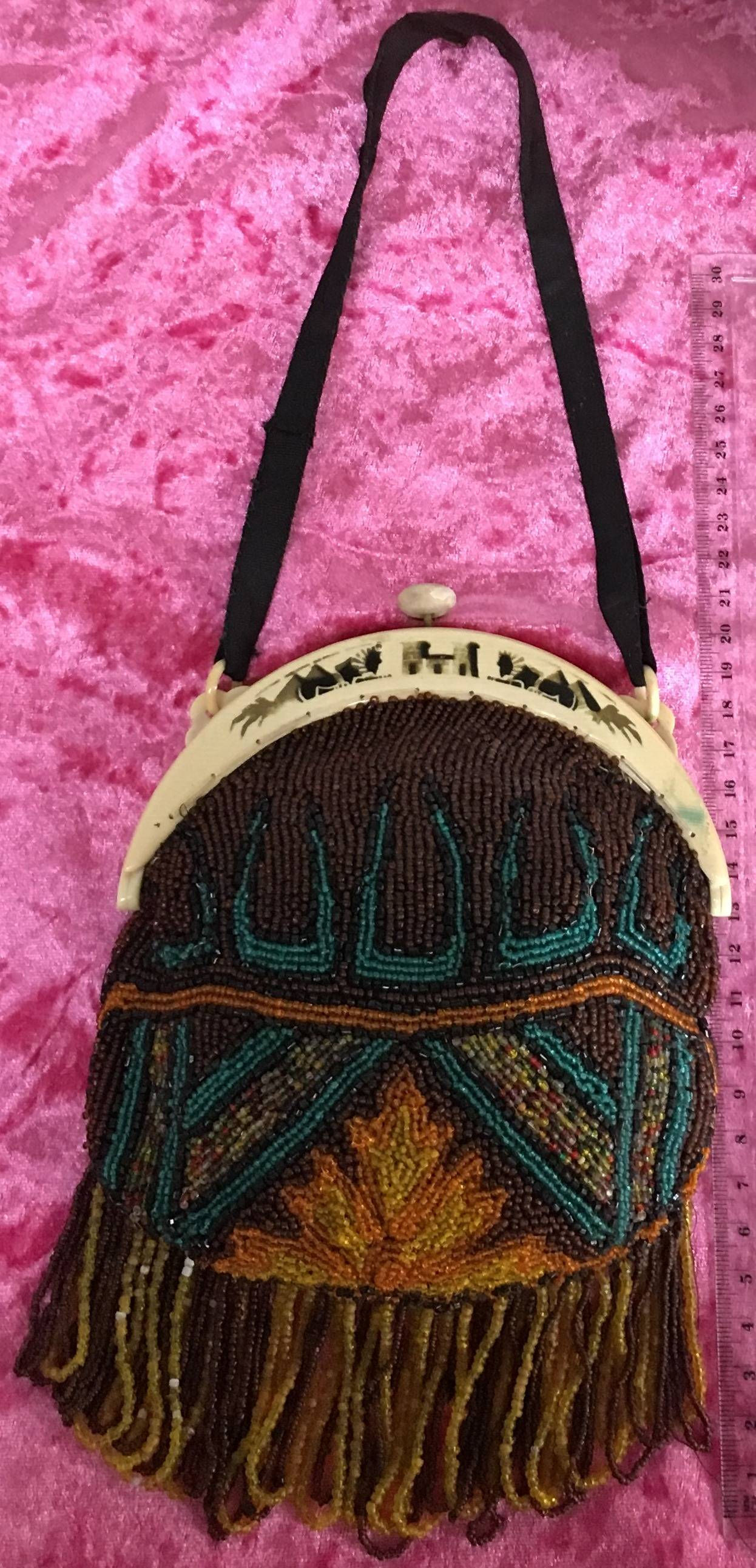 Art Deco Beaded Handbag Hand Bag Purse c1930