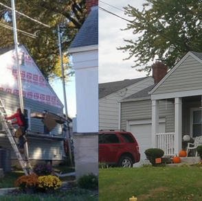 Example of a Siding Install Before & After.