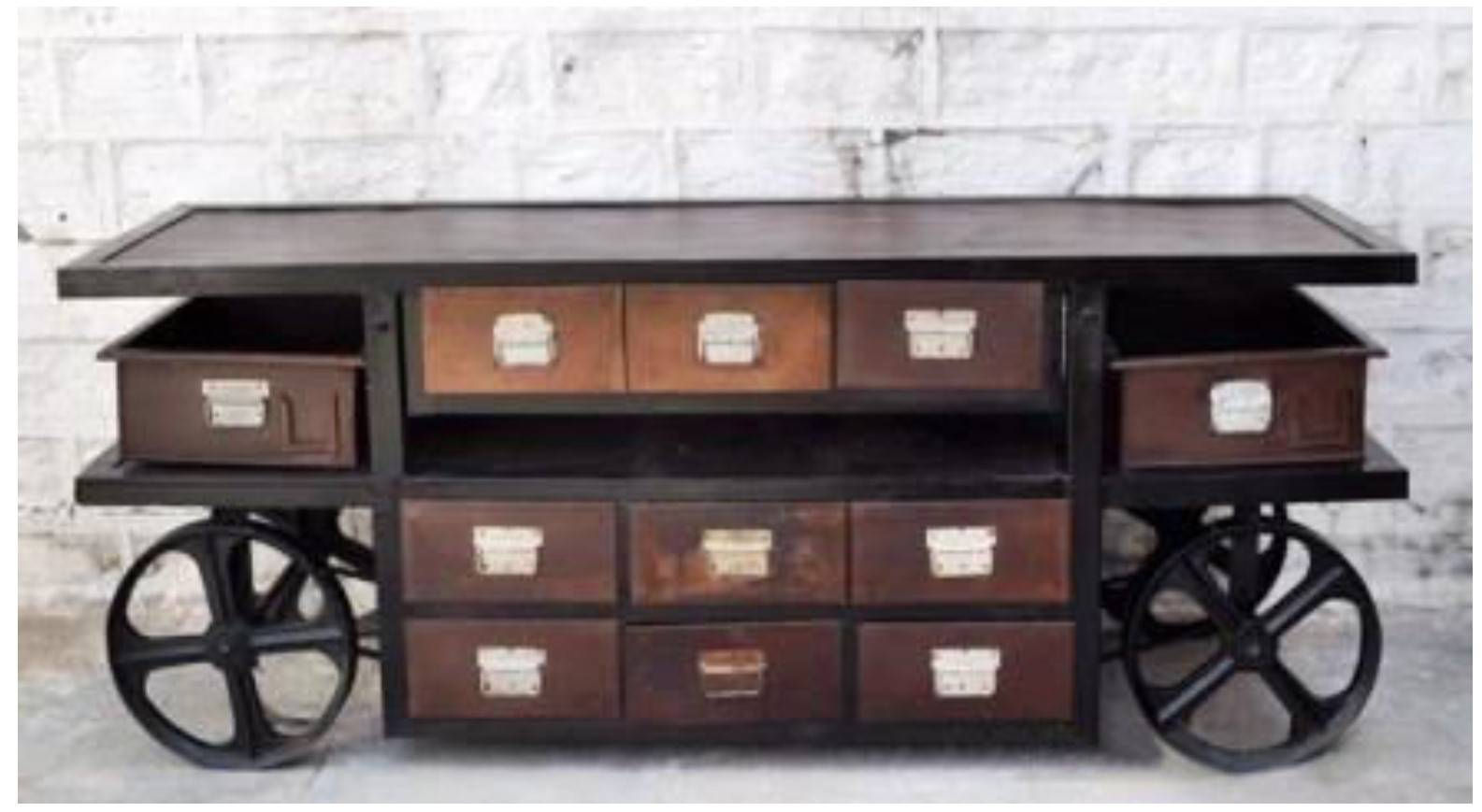 Industrial Rustic Iron & Mango Wood Trolley