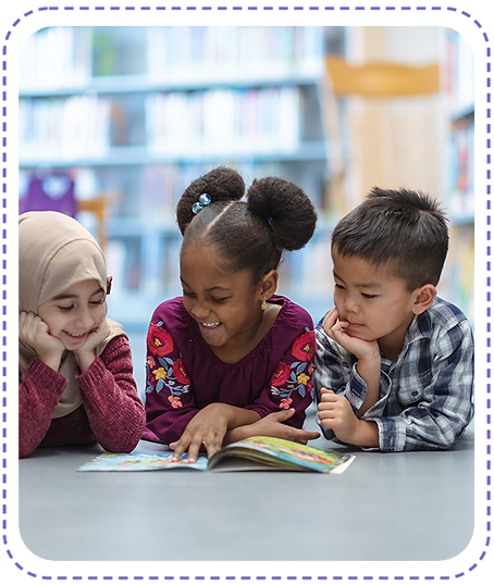three children reading