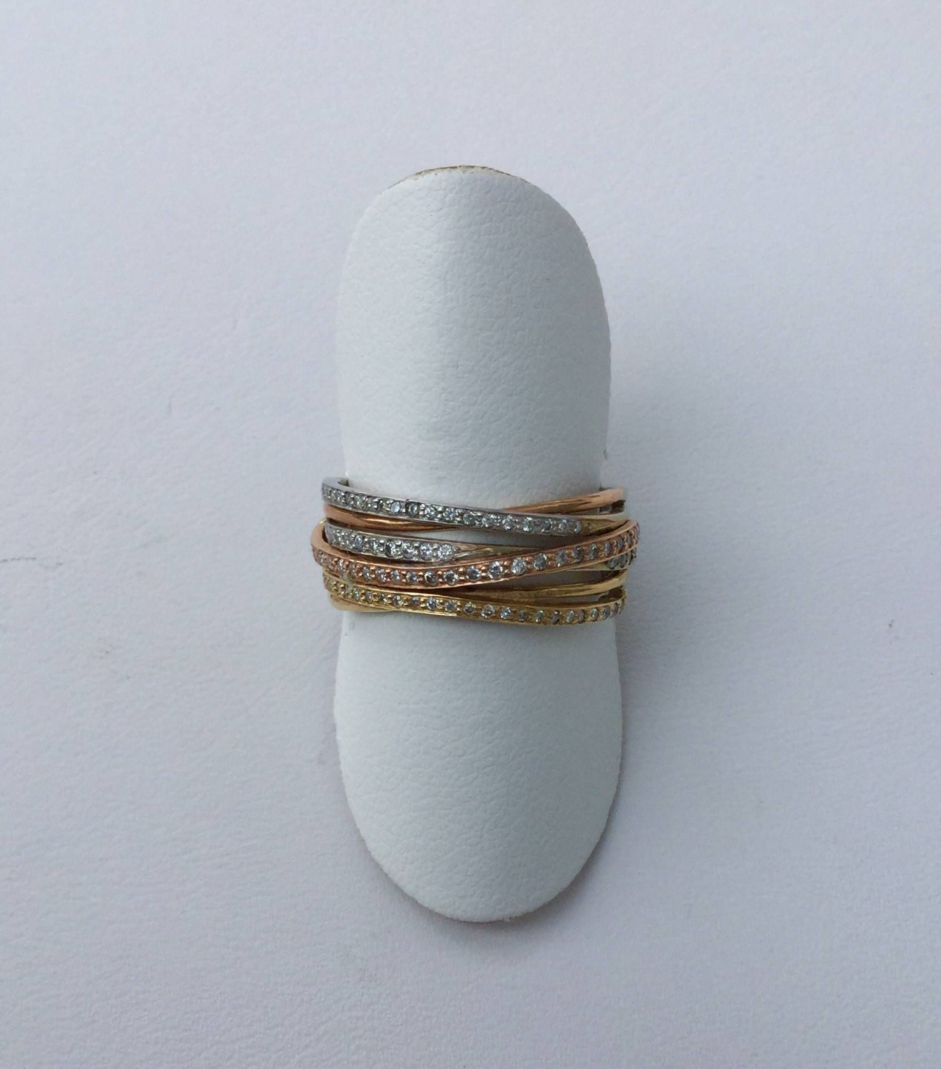 Tri-Color Gold Diamond Band