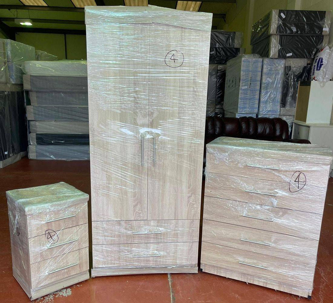 NOVA VINTAGE WARDROBE WITH 2 DRAWERS, CHEST AND BEDSIDE