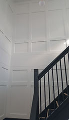 renovation, custom, staircase, wainscot, paneling