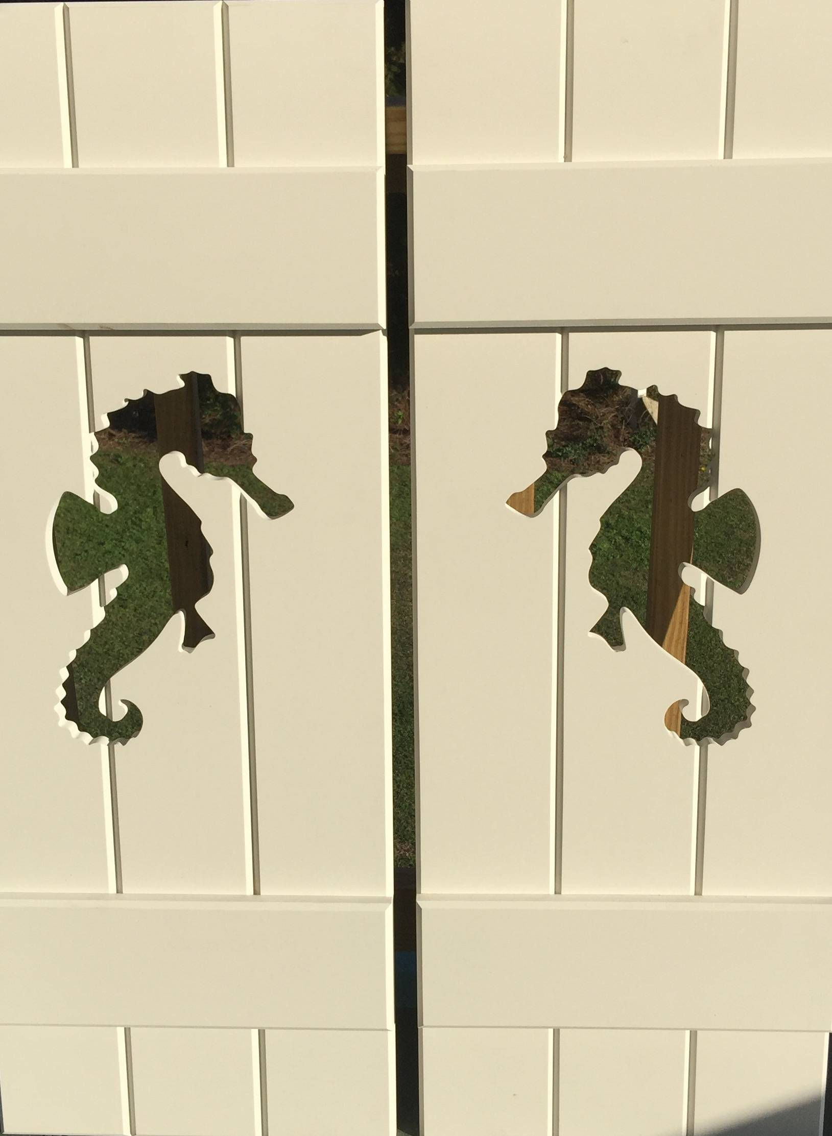 ® SEAHORSE Cutout Shutters 40"Hx15"W Premium Solid White PVC w/ UV Inhibitors