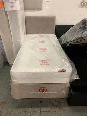 SINGLE PINEMASTER WITH CHOICE OF FABRIC DIVAN BASE WITH 2 DRAWER BASE 8 INCH DEE