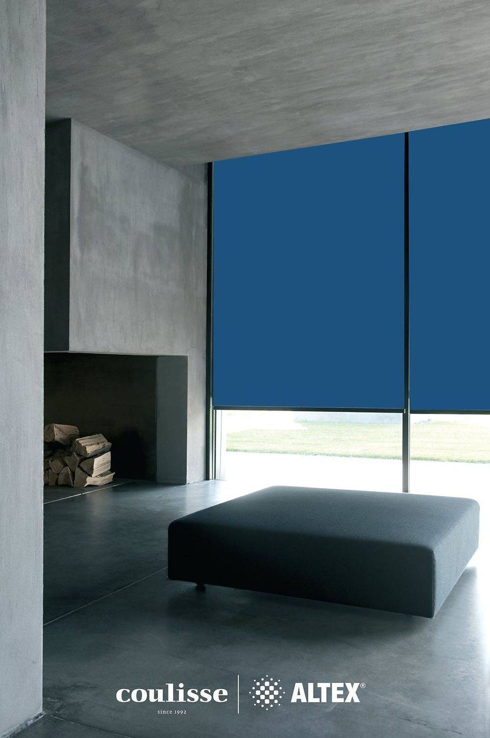 Blue roller blinds