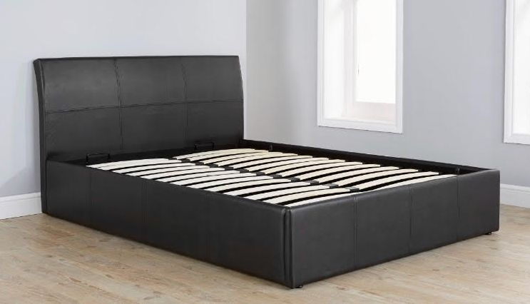 ASCOT DOUBLE LEATHER OTTOMAN BEDSTEAD 